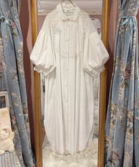 80s vintage organdy flower motif dress