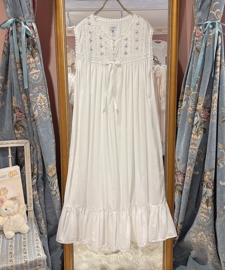 80s vintage pink flower embroidered no sleeve dress