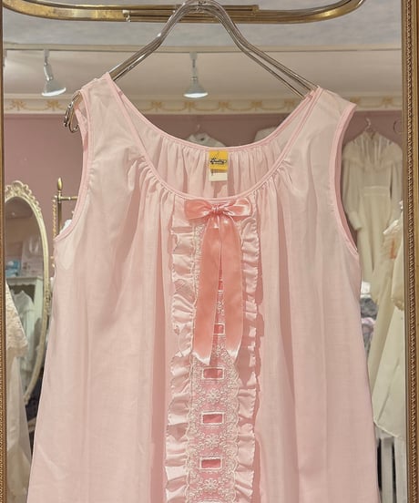 80s vintage satin ribbon lace-up collar dress