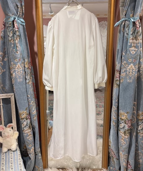 80s vintage ribbon&flower embroidered dress
