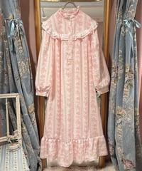 80s vintage flower pattern flannel cotton dress