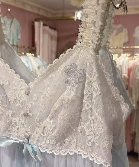 60s vintage chiffon×lace no sleeve dress