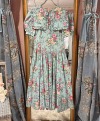 80s vintage sailor collar flower pattern dress