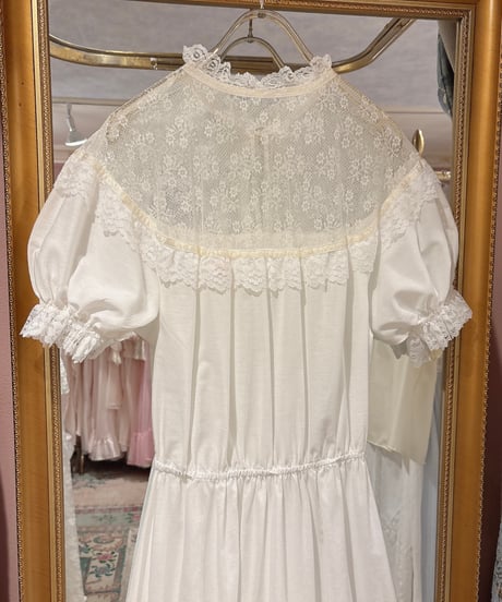 70s vintage satin ribbon lace dress