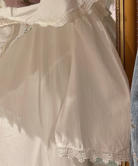 70s vintage flower embroidered sailor collar dress