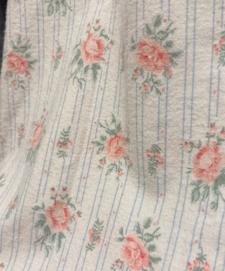 80s vintage flannel cotton rose pattern dress