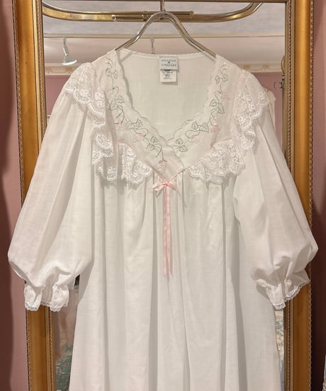 80s vintage flower embroidered lace dress
