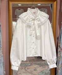 80s vintage lace ruffle collar blouse