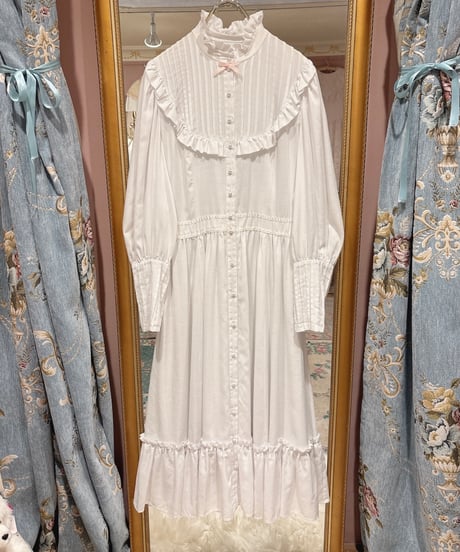 70s vintage tuck white dress