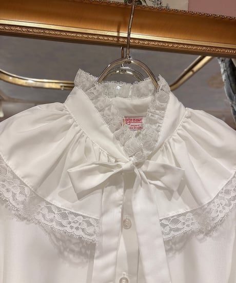80s vintage lace ruffle collar blouse