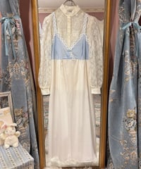 70s vintage gingham check×lace camisole dress