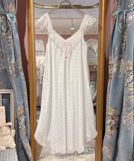 70s vintage ribbon lace-up satin dress
