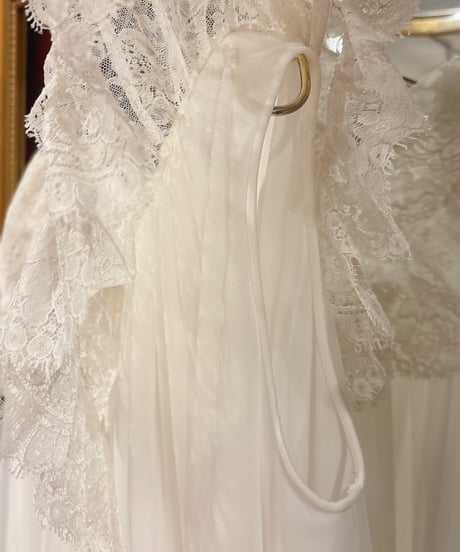 60s vintage big lace collar no sleeve gown dress