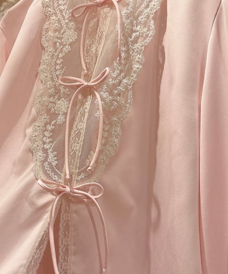 70s vintage lace ribbon satin gown tops