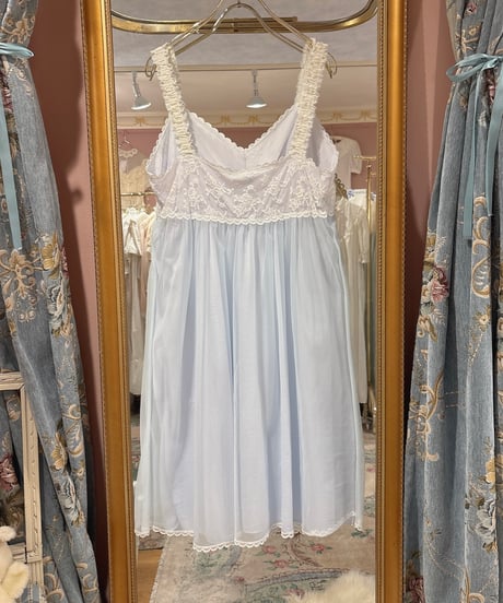 60s vintage chiffon×lace no sleeve dress
