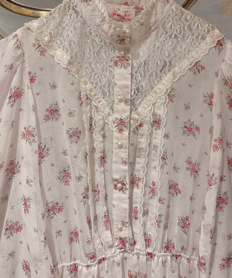 70s vintage flower pattern lace dress