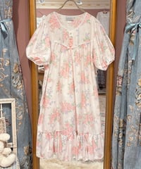 80s vintage floral puff sleeve dress