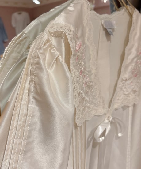80s vintage flower embroidered satin dress