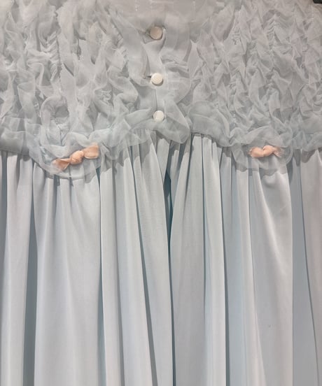 60s vintage no sleeve frill gown dress