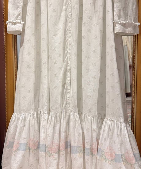 80s vintage sailor collar flower pattern dress
