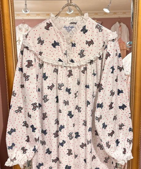 80s vintage plaid dog pattern dress