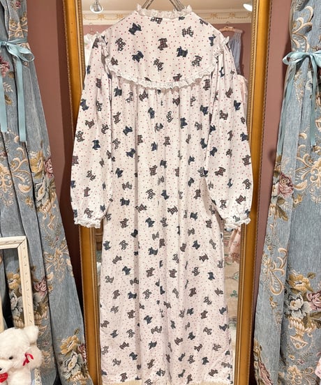 80s vintage plaid dog pattern dress
