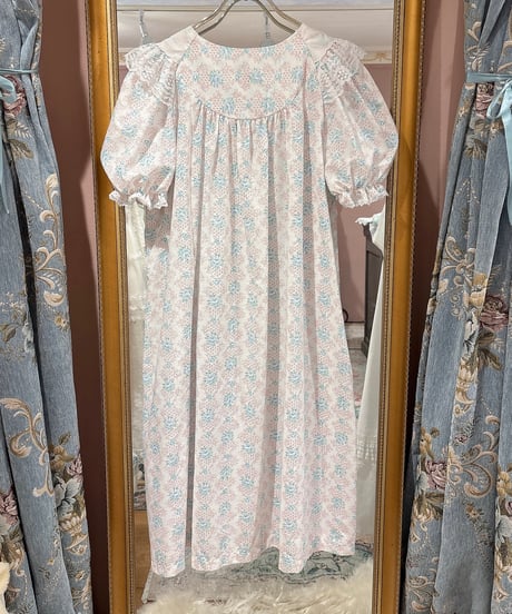 80s vintage lace collar flower pattern dress