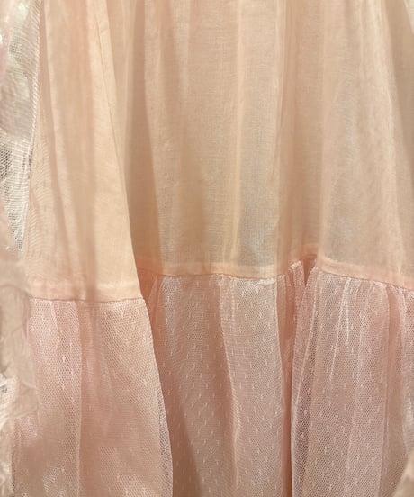 70s vintage pink tulle lace dress