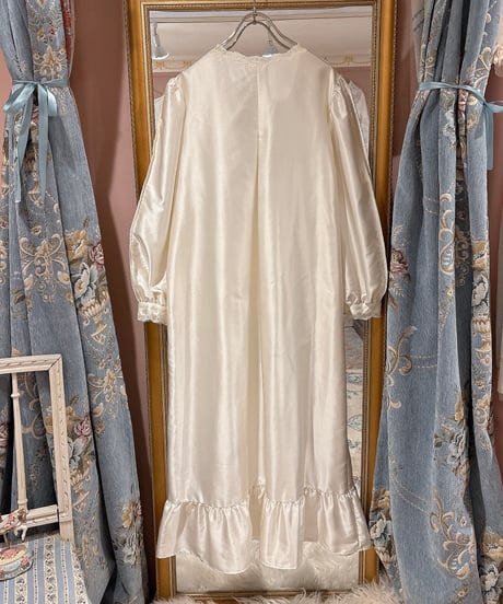 80s vintage flower embroidered satin dress