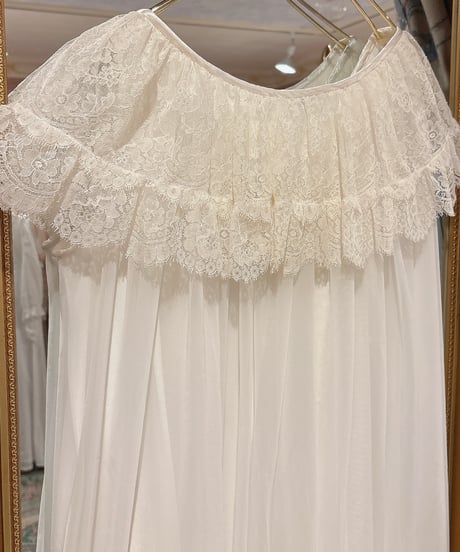 60s vintage big lace collar no sleeve gown dress