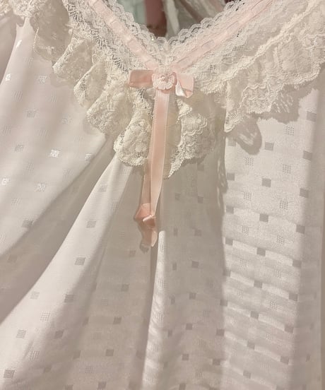 70s vintage ribbon lace-up satin dress