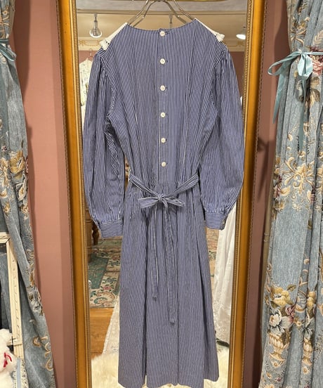 70s vintage lanz originals lace collar striped dress