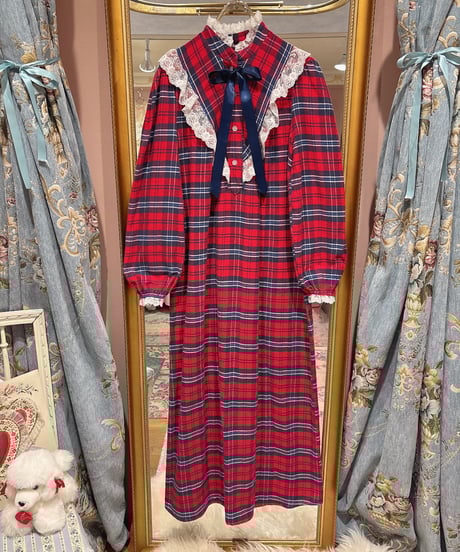 ヴィンテージ ワンピース hardys 70s vintage plaid×flower pattern