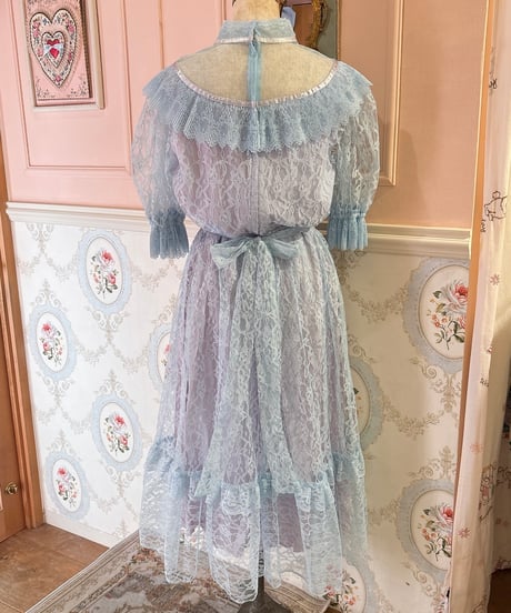 70s vintage right blue lace dress