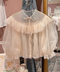 60s vintage pleats×lace see-through gown tops