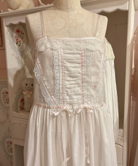 GUNNE SAX vintage pink satin ribbon camisole dress