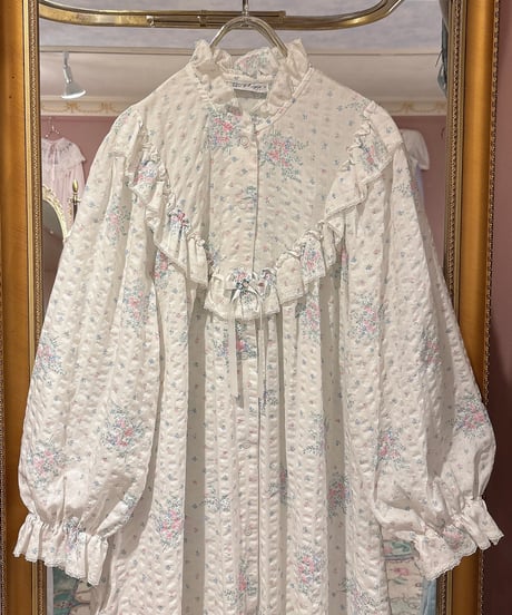 80s vintage pastel flower pattern dress