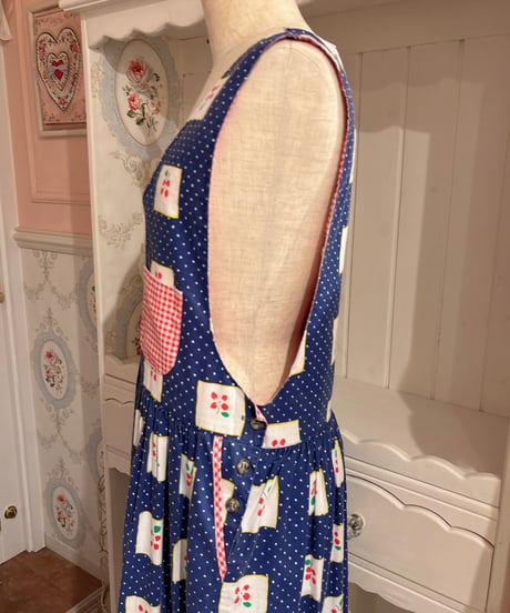 70s vintage flower dot gingham check dress