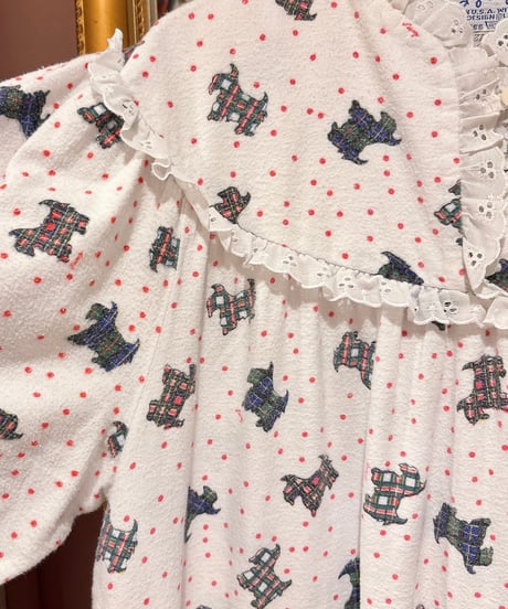 80s vintage plaid dog pattern dress
