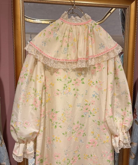 60s vintage big collar floral dress