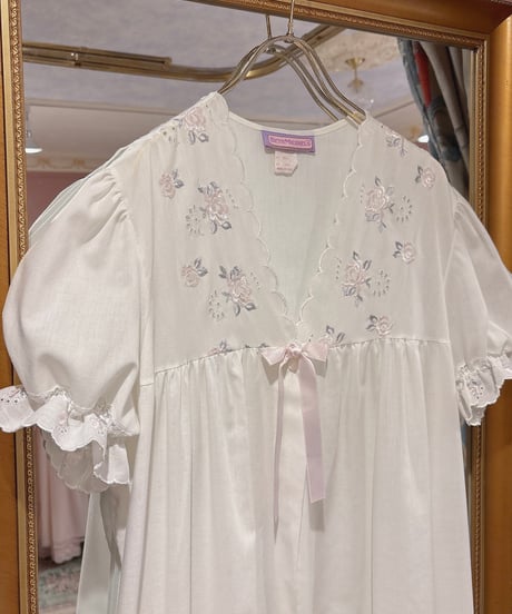 80s vintage rose embroidered gown dress