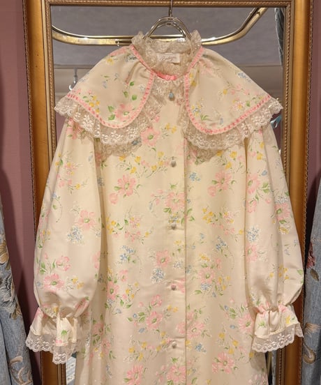 60s vintage big collar floral dress