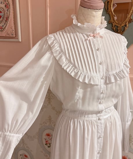 70s vintage tuck white dress