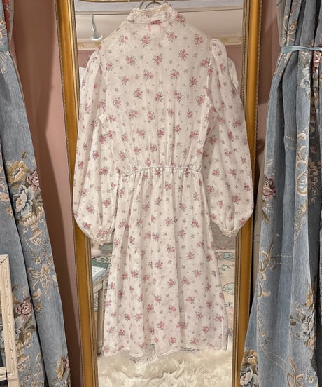 70s vintage flower pattern lace dress