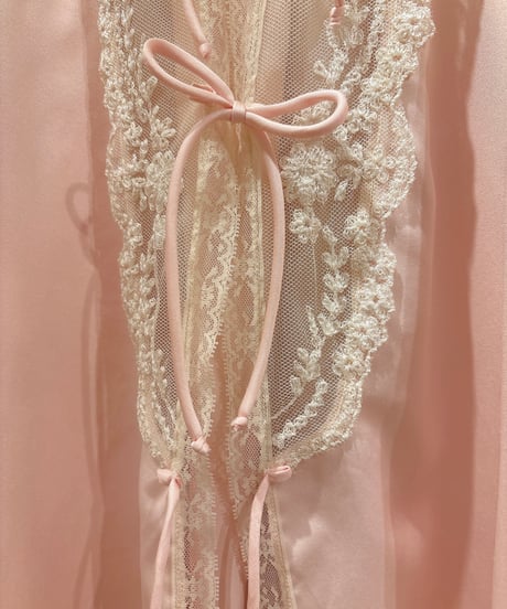 70s vintage lace ribbon satin gown tops