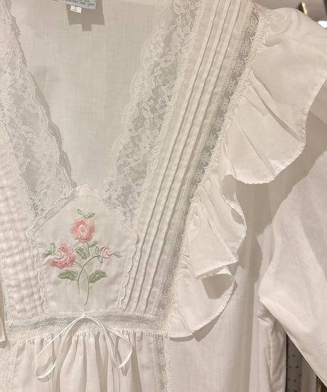 80s vintage flower embroidered pattern dress