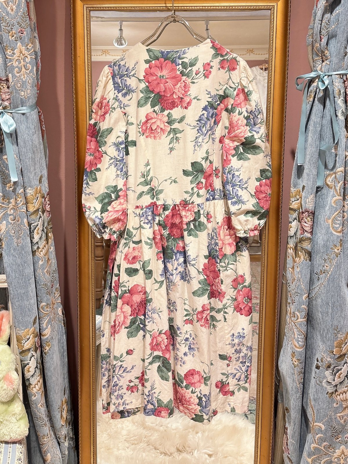 80s vintage flower pattern lace dress | HARDYS