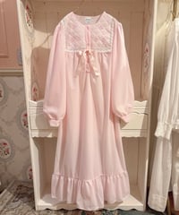 80s vintage flower&ribbon embroidered dress