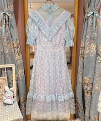 70s vintage right blue lace dress