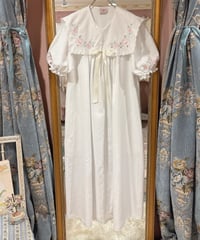 80s vintage flower embroidered sailor collar dress